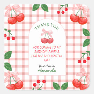 Sticker Carré Fruit cerise fête d'anniversaire