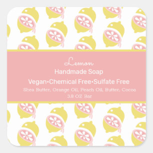 Sticker Carré Fruit citron Été Savon fait main marque de beauté