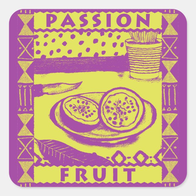 Sticker Carré Fruit de passion (Devant)