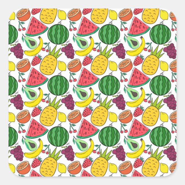 Sticker Carré Fruit motif transparent | motif de surface de frui (Devant)
