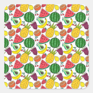 Sticker Carré Fruit motif transparent   motif de surface de frui