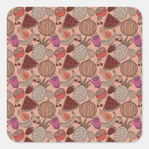 Sticker Carré Fruit motif transparent motif de surface de frui