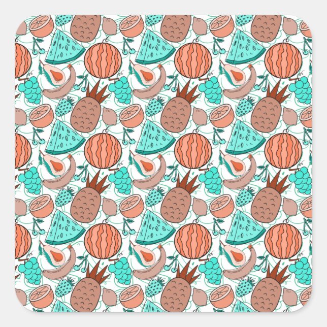 Sticker Carré Fruit motif transparent | motif de surface de frui (Devant)