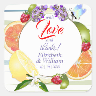 Sticker Carré Fruits Citrins Merci Mariage