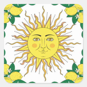 Sticker Carré Fruits de citron tropicaux, Face Soleil.