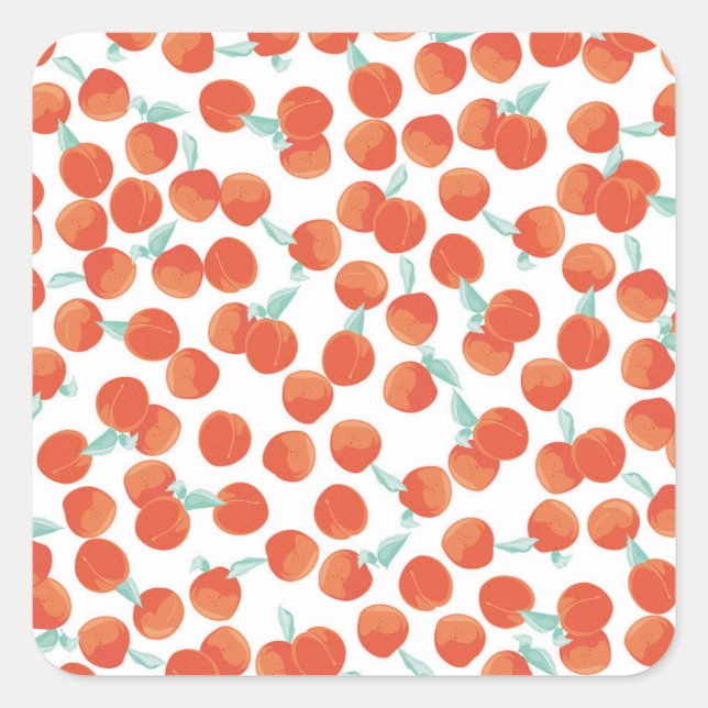Sticker Carré Fruits de pêche, motif d'été. (Devant)