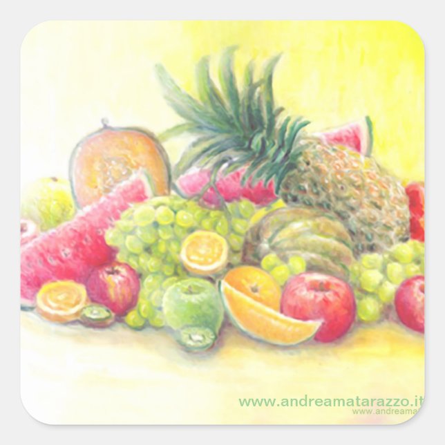Sticker Carré Fruits heureux (Devant)