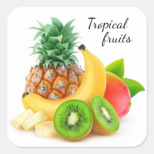 Sticker Carré Fruits tropicaux