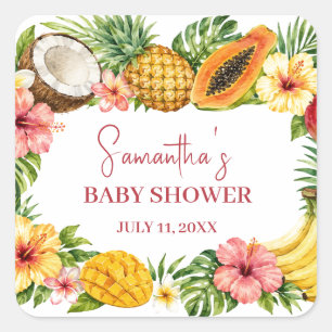 Sticker Carré Fruits Tropicaux Ananas Enterrement de Vie de Jeun