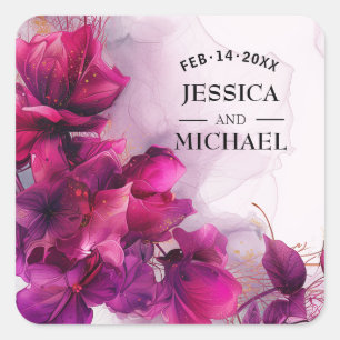 Sticker Carré Fuchsia Enchantement : Aquarelle