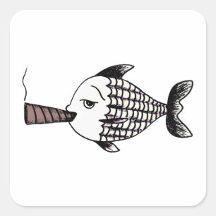 Sticker Carré Fumer le poisson