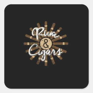 Sticker Carré Fumeur de cigare de cadeau d'amant de rhum et de