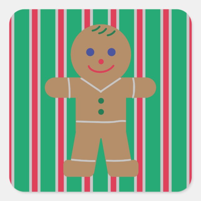 Sticker Carré Fun and Fancy Christmas Gingbread Homme (Devant)