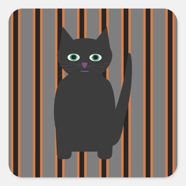 Sticker Carré Fun and Fun Halloween Chats noirs (Devant)