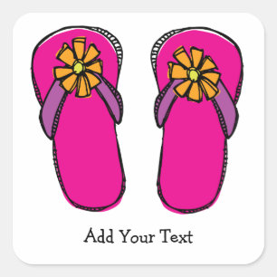 Sticker Carré Fun and Funky Flip Flops