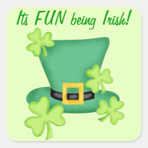 Sticker Carré Fun Being Irish St. Patrick's Shamrock Custom