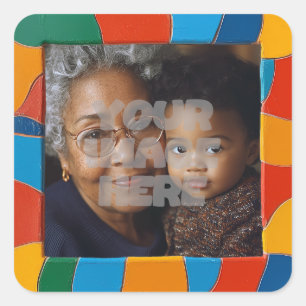 Sticker Carré Fun Colorful Mosaic Motif frontière pour vos photo