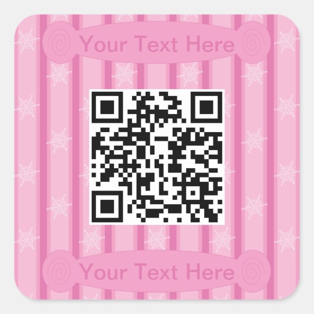 Sticker Carré Fun et Fantaisie Rose Snowflake QR Code (Devant)