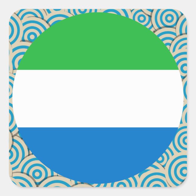 Sticker Carré Fun Filled, drapeau rond de la Sierra Leone (Devant)