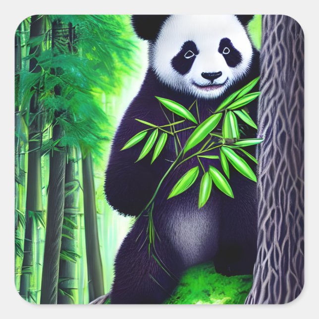 Sticker Carré Fun Little Panda Bear (Devant)