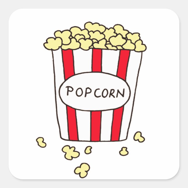Sticker Carré Fun Movie Theater Popcorn à Red White Bucket (Devant)
