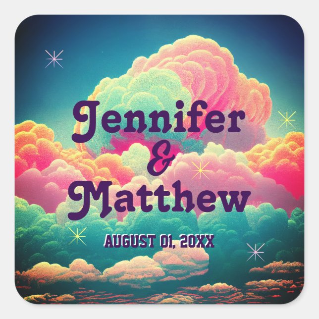 Sticker Carré Fun Pastel Cotton Candy Nuages (Devant)