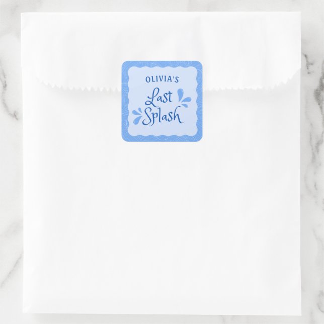 Sticker Carré Fun Personnalisé "Dernier Splash" Bachelorette Par (Sac)