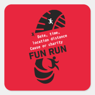 Sticker Carré Fun Run Event Cause Charity Promotion T-Shirt Coff