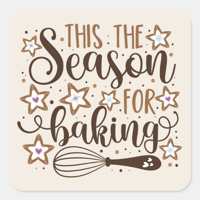 Sticker Carré Fun 'Tis Season for Baking Design (Devant)