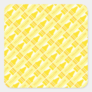 Sticker Carré Fun Yellow Crayon Motif