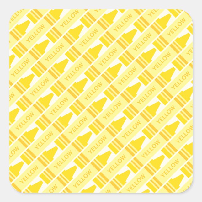 Sticker Carré Fun Yellow Crayon Motif (Devant)