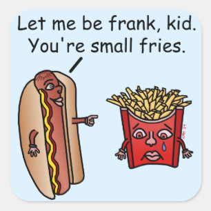 Sticker Carré Fundy Hot Dog French Fries Food Pun