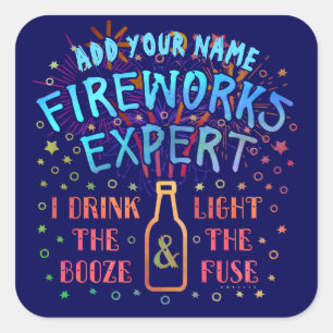 Sticker Carré Funky 4 juillet Independence Fireworks Expert V2