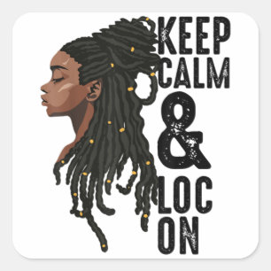 Sticker Carré Funky Black Melanin Dreadlocks Cadeau mignon Afro