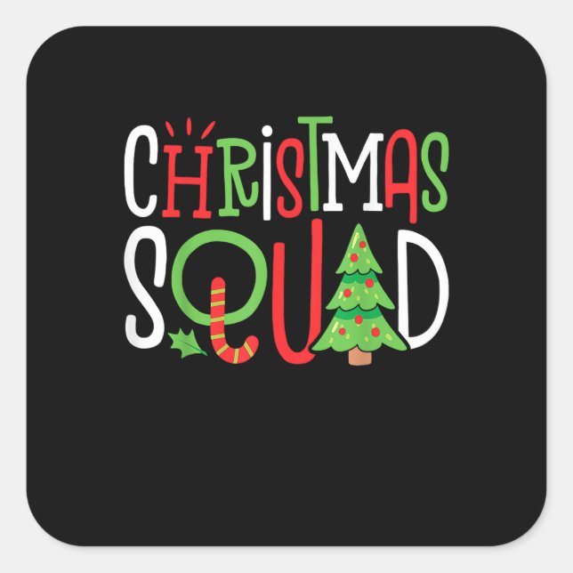 Sticker Carré Funky Christmas Squad Xmas Tree Family Corresponda (Devant)