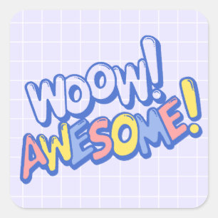 Sticker Carré Funky Coloré Wow Superbe récompense des enseignant