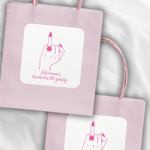 Sticker Carré Funky moderne rose Bachelorette mariée anneau doig