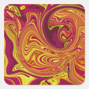 Sticker Carré Funky Retro Orange Swirl