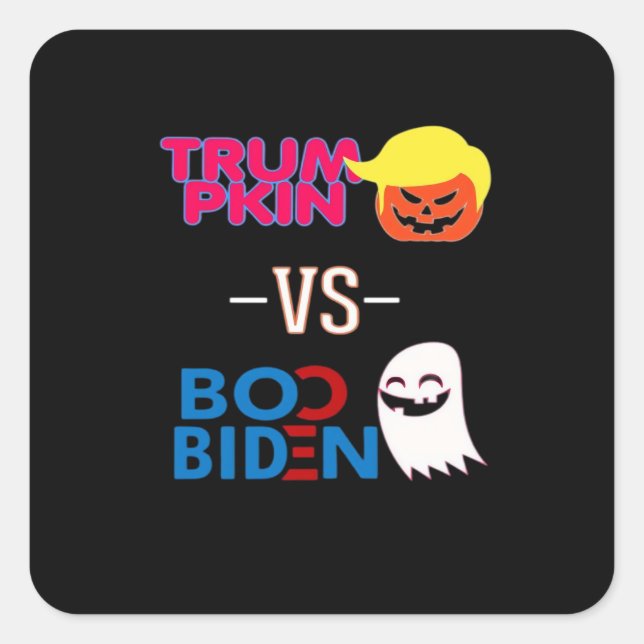 Sticker Carré Funky Trumpkin Vs Boo Biden Classe Design Hallowee (Devant)