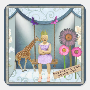 Sticker Carré Funky Vintage Kid Altered Art Collage