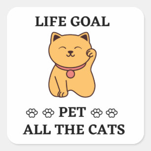 STICKER CARRÉ FUNNY AMOUREUX DES CHATS PET TOUS LES CHATS