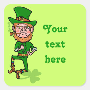 Sticker Carré Funny Angry Lucky Irish Leprechaun