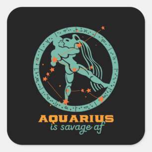 Sticker Carré Funny Aquarius Zodiac Star Astrologie Anniversaire