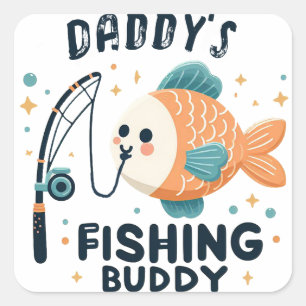 Sticker Carré Funny Baby Fish Papa's Fishing Buddy Baby