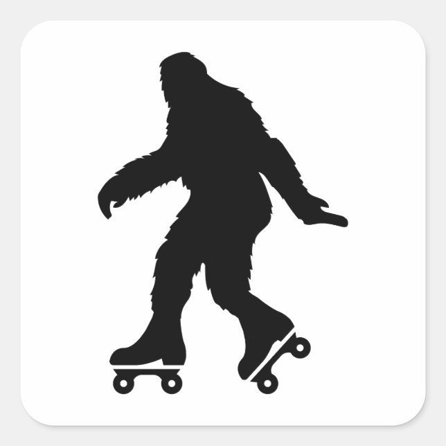 Sticker Carré Funny Bigfoot Roller Patinage (Devant)