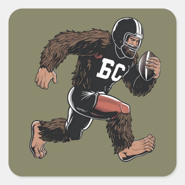 Sticker Carré Funny Bigfoot Sasquatch Imaginaire Football Sport (Devant)