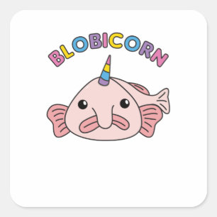 Sticker Carré Funny Blobfish Unicorn Blobicorn Blobicorn