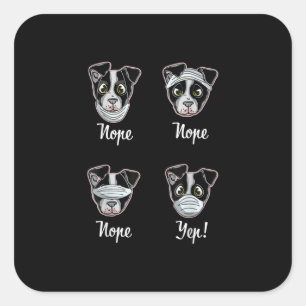 Sticker Carré Funny Boston Terrier Cadeau Bouche-Bouche-Nez Chie