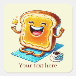 Sticker Carré Funny Breakfast toast ajouter du texte