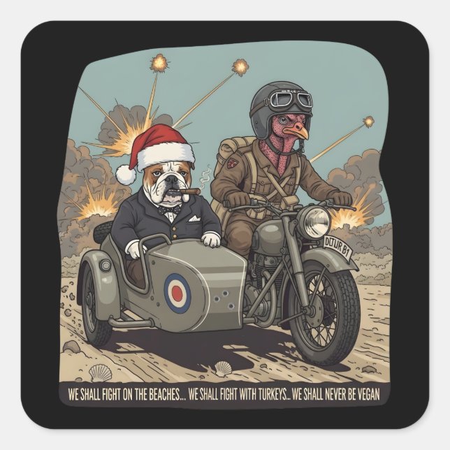 Sticker Carré Funny British themed Christmas (Devant)